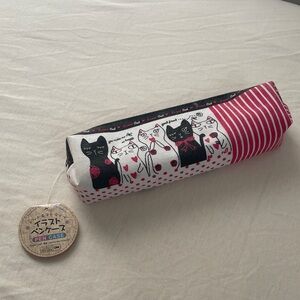 Daiso Black and Pink Cat Design Pen Case